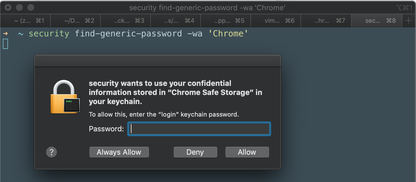 chrome safe storage keychain password reset